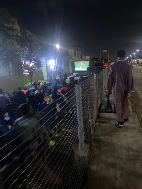 Evening activities documented across Lagos include outdoor gathering, office work