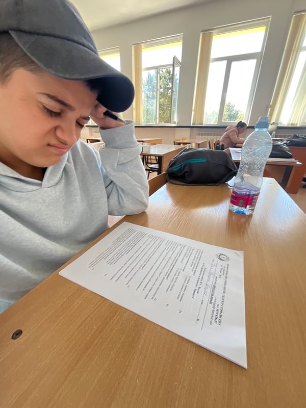 Students rest during test session at Bulgarian agricultural school