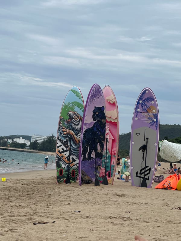 Morning beach activity documented in Nha Trang Vietnam