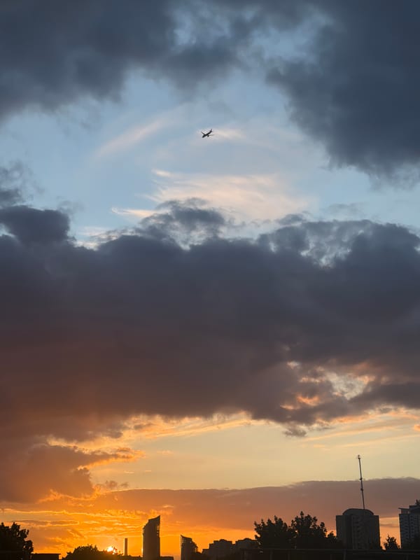 Dramatic sunset with dark clouds observed in London