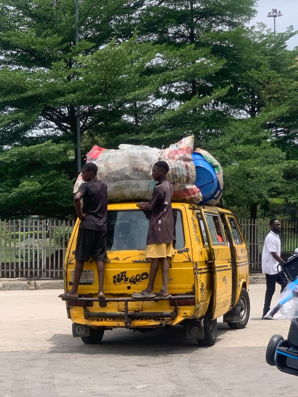 Busy public transport hub captured in Alagbede Nigeria