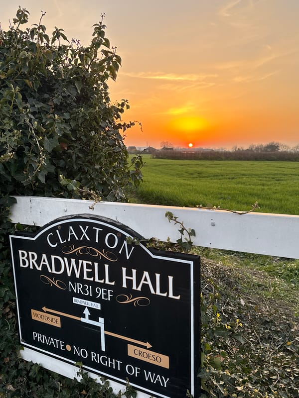 Sunset documented over rural fields near Gorleston-on-Sea