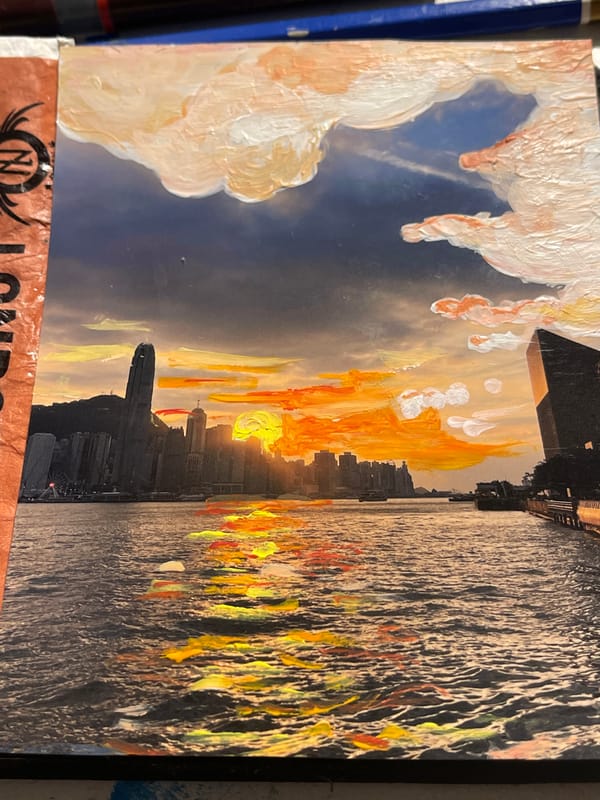 Sunset waterfront landscape painting observed in Maidstone