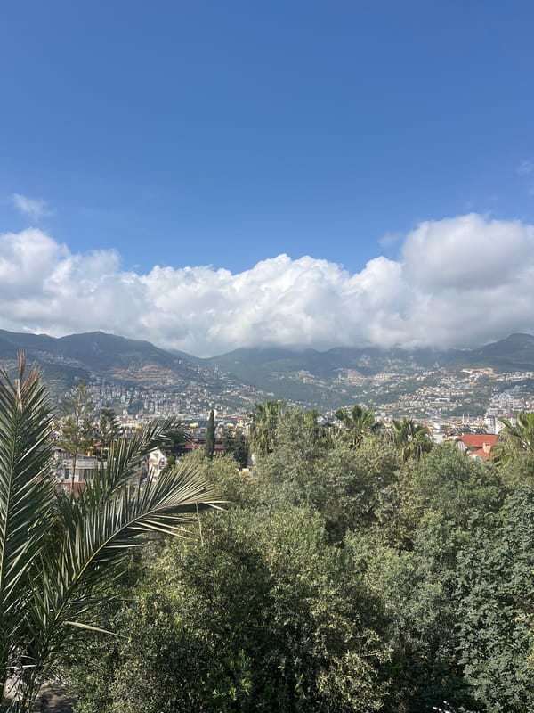 Panoramic views captured of Alanya's coastal cityscape from mountaintop