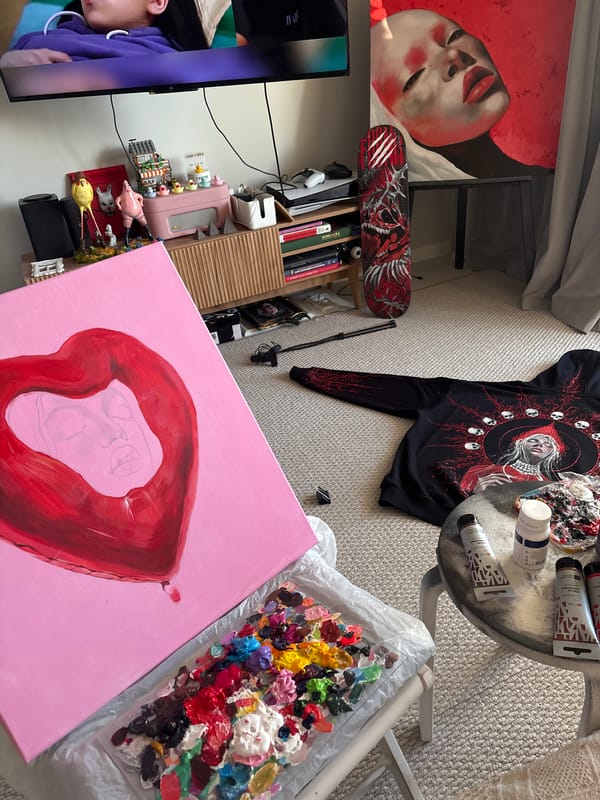 Artist documented painting in Krasnoyarsk studio