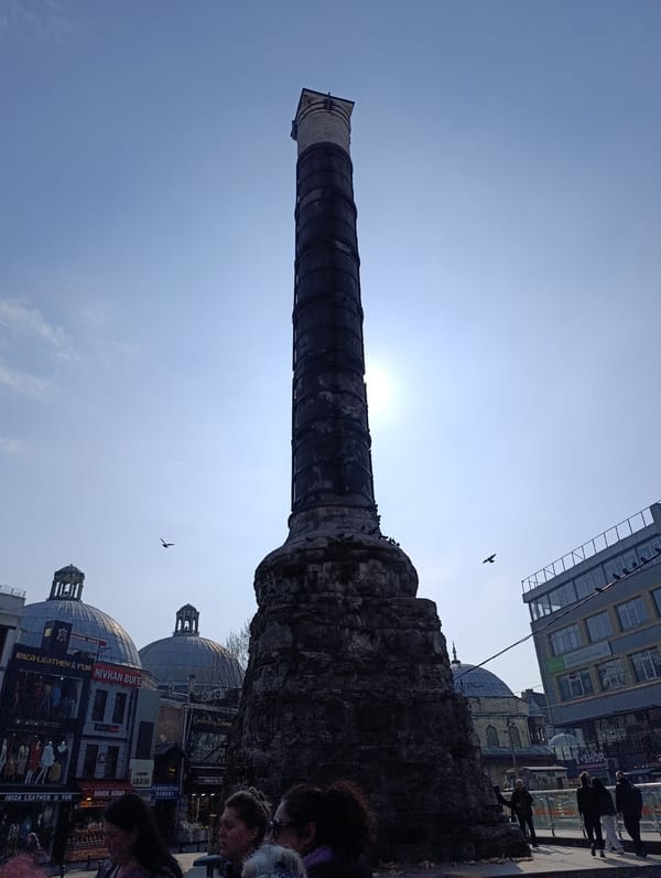 Morning scenes captured around Istanbul's Column of Constantine