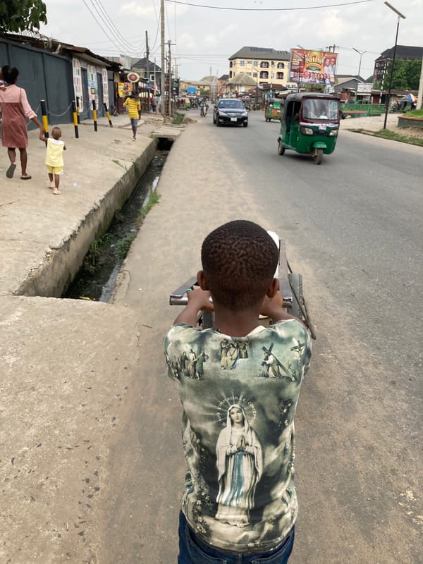Cyclist observed on paved road in Umuode, Nigeria