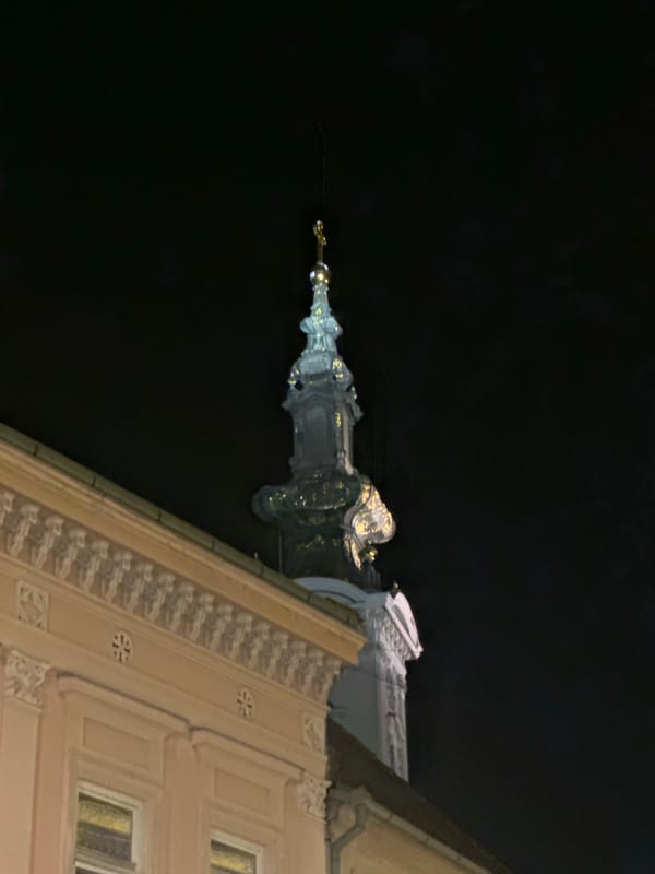Night photography session captures illuminated Novi Sad City Hall architecture