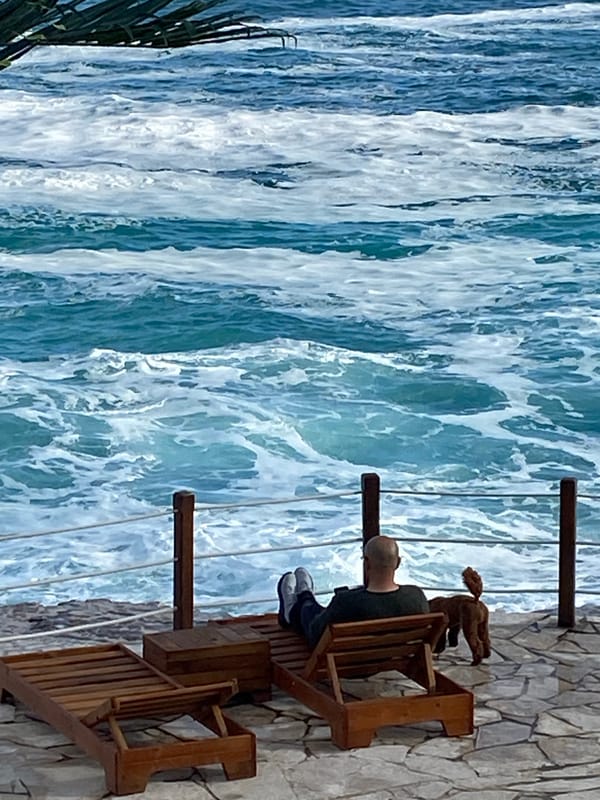 Seaside dining and leisure moments captured in Prijevor, Montenegro