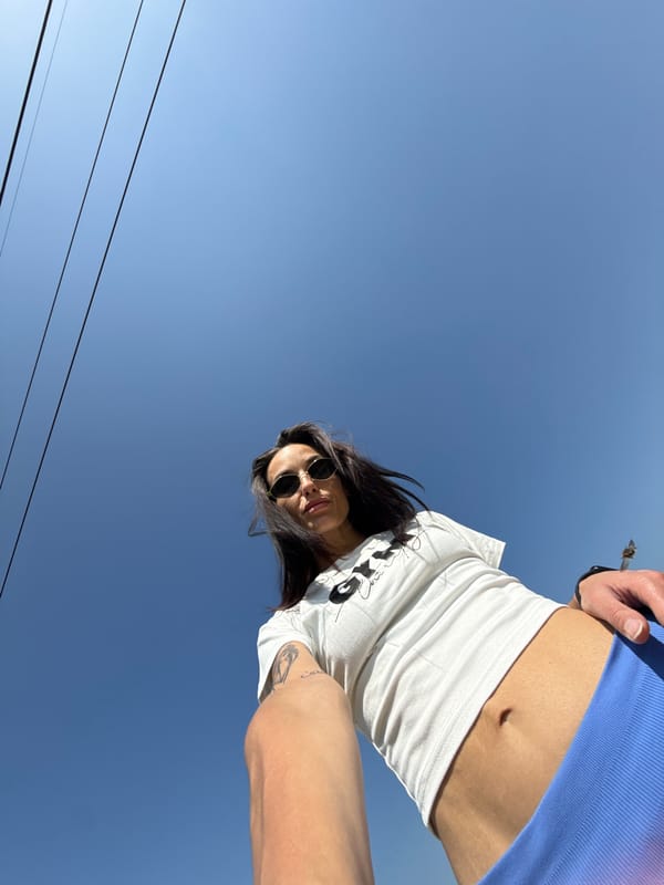 Woman photographed against clear sky in Pleven, Bulgaria