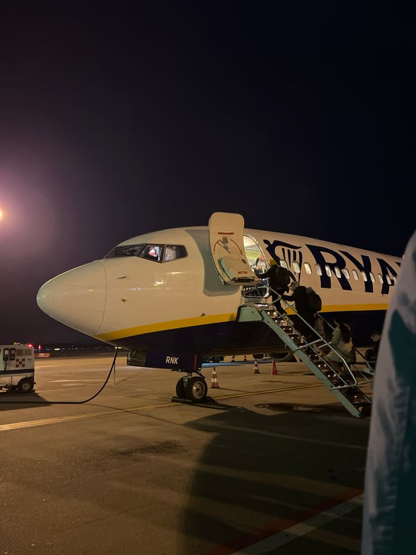 Ryanair flight arrives at Budapest airport Friday evening