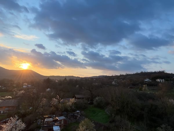 Sunset observed over rural Dryanovo, Bulgaria