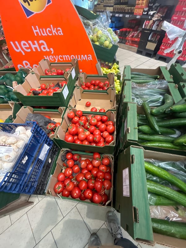 Shopper captures grocery displays in Yambol, Bulgaria store