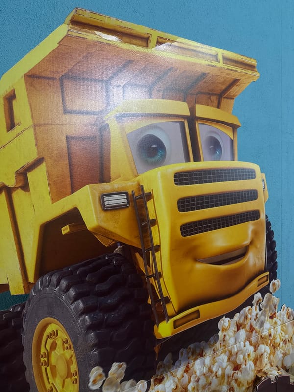 Cartoon construction vehicle cutout spotted in Yekaterinburg interior