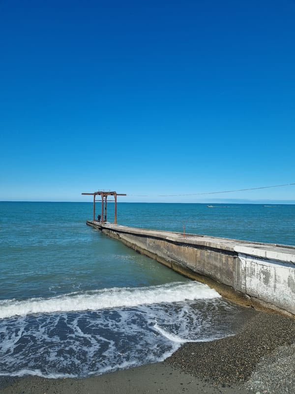 Clear morning coastal scene recorded in Sochi, Russia