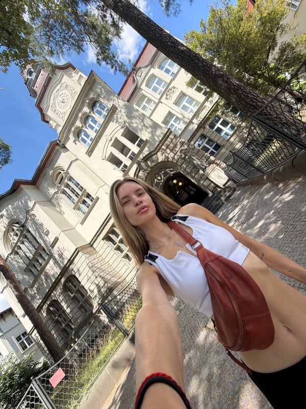 Selfies and architecture at a historic Berlin school building