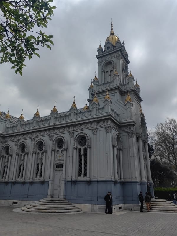 Ornate church building documented in Istanbul under overcast skies