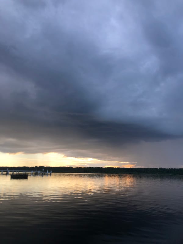 Dusk over a lake in Svirstroy, Russia