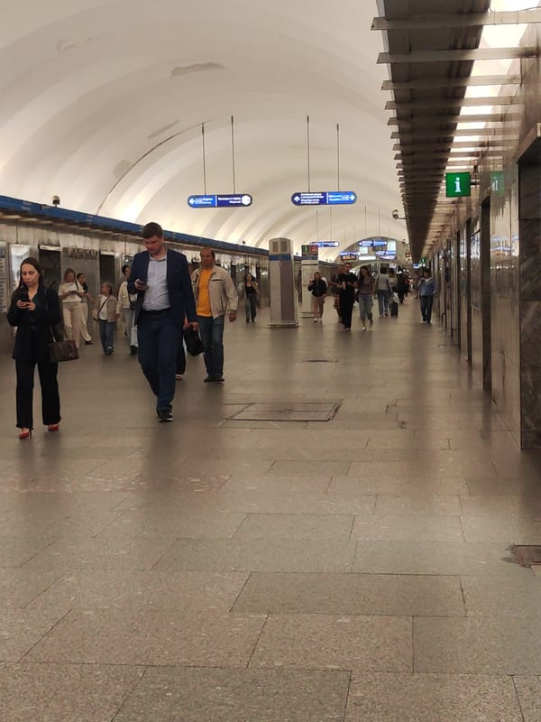 Rush hour at a Saint Petersburg metro station, June 2026