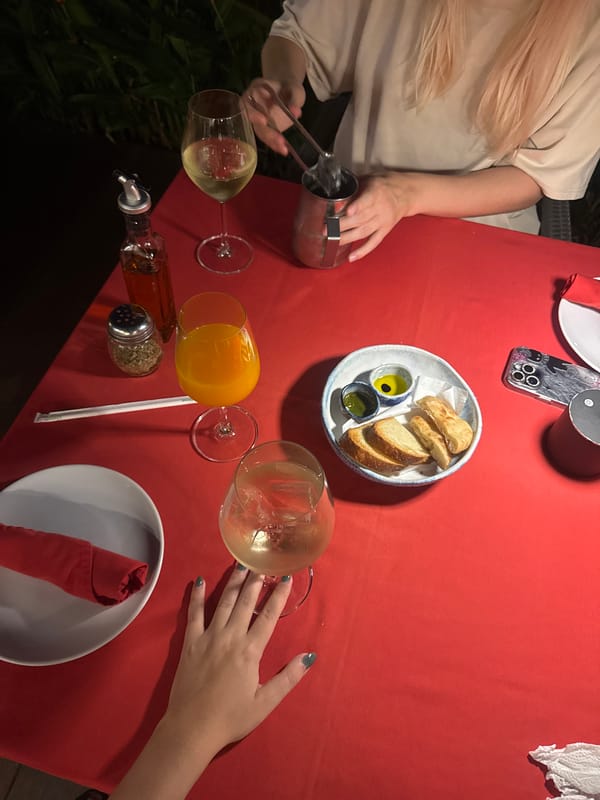 Outdoor Italian dinner at a Chiang Mai restaurant, July 2026