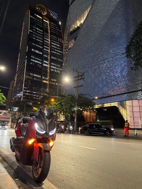 Scooter parked on Bangkok street during afternoon