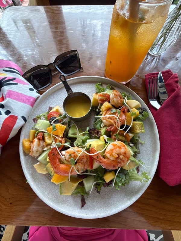 Shrimp salad with tropical fruits documented in Nha Trang
