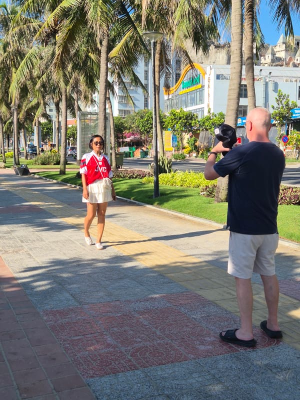 Early morning daily life unfolds across Da Nang's beaches