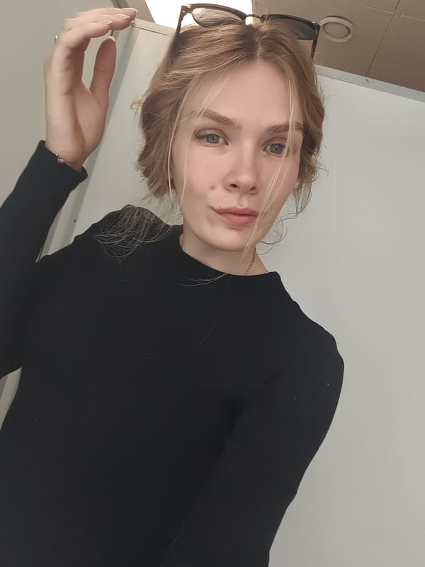 Woman takes selfies in Izhevsk early morning
