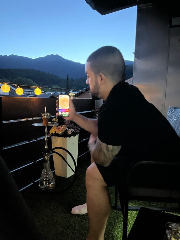 Balcony evening in Garmisch-Partenkirchen, Alps at dusk