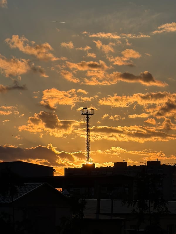 Golden sunset over Brest, Belarus, tower against the sky