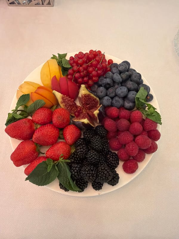 Fresh fruit and decorative details in a dimly lit interior