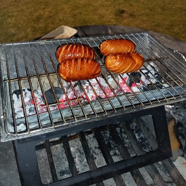 Evening grill session with sausages and burgers in Cheb