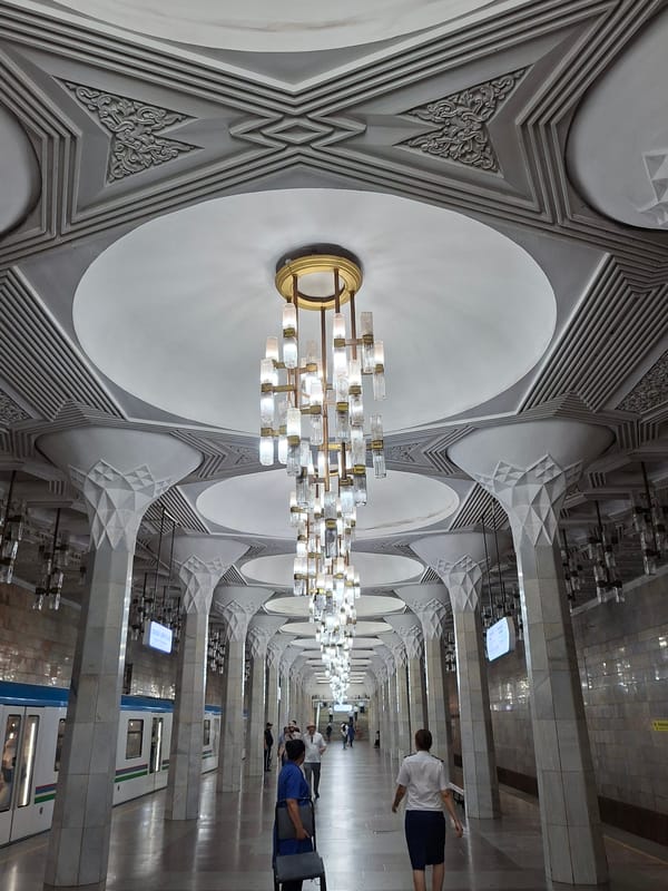 Inside two ornate stations of the Tashkent Metro