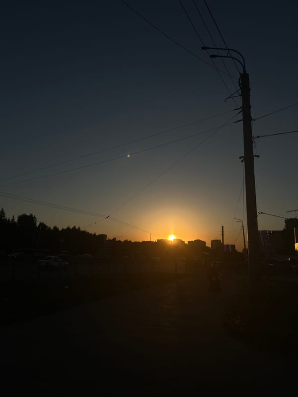 Sunset observed behind buildings in Kazan, Russia