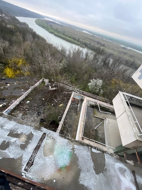 Group explores abandoned building overlooking Danube River in Ruse
