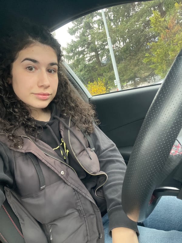 Woman observed resting in passenger seat, Sofia morning