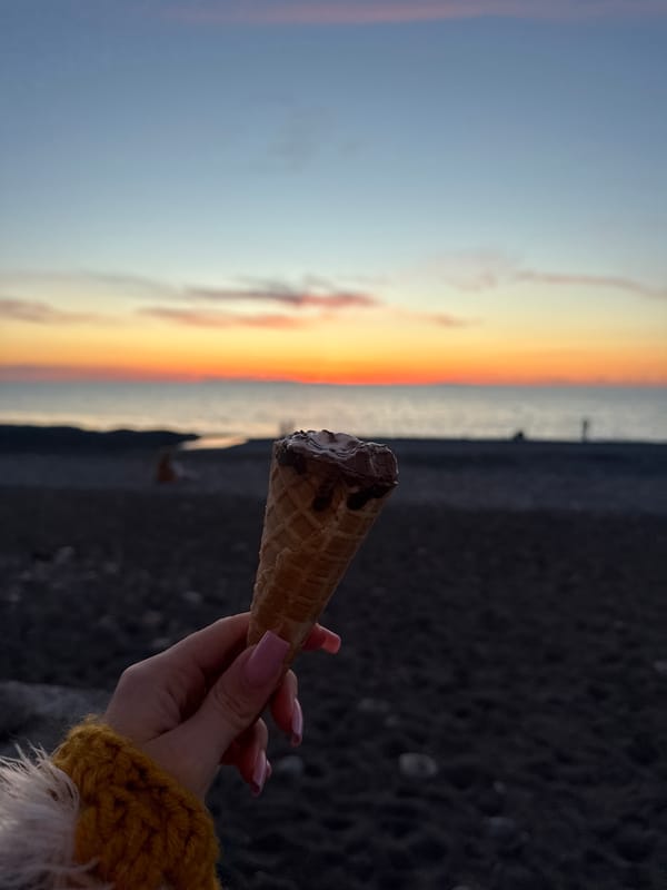 Sunset beach moments captured in Batumi, Georgia