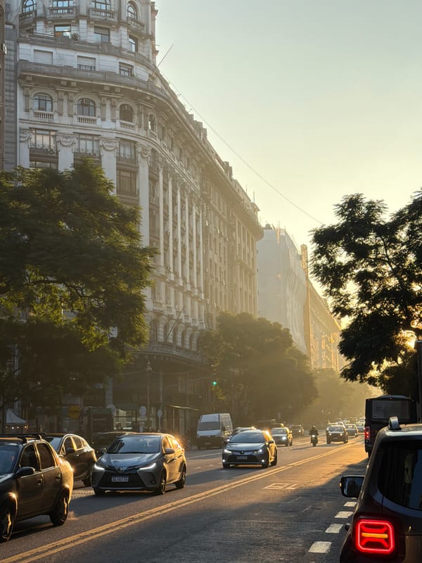 Buenos Aires evening street scenes documented during golden hour