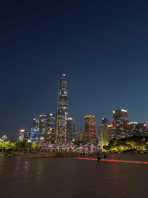 Nighttime skyline views captured in Shenzhen's Futian District