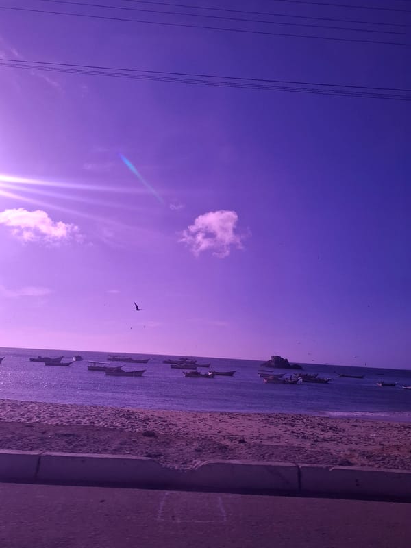 Dramatic purple-pink sunset observed along Venezuelan coast