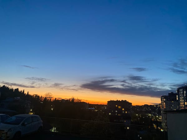 Sunset observed over Sochi cityscape, Russia