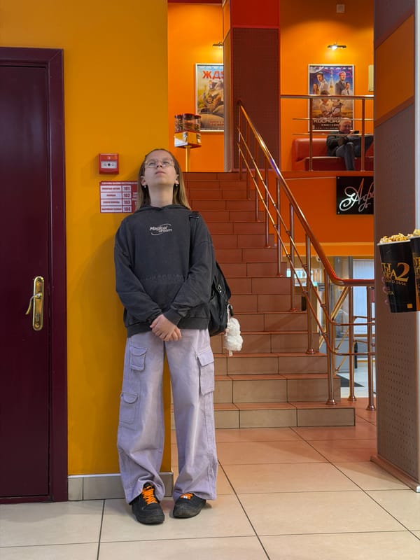 Early morning gathering at movie theater lobby