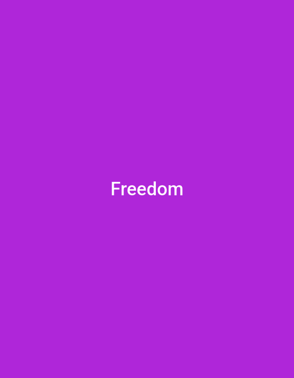 Bold single-word graphics on solid color backgrounds
