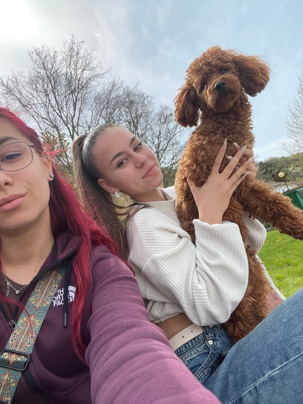 Two women photographed in park in Nikopol, Bulgaria