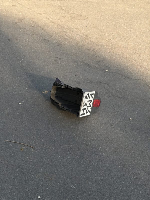 Broken motorcycle fender found on Khimki street