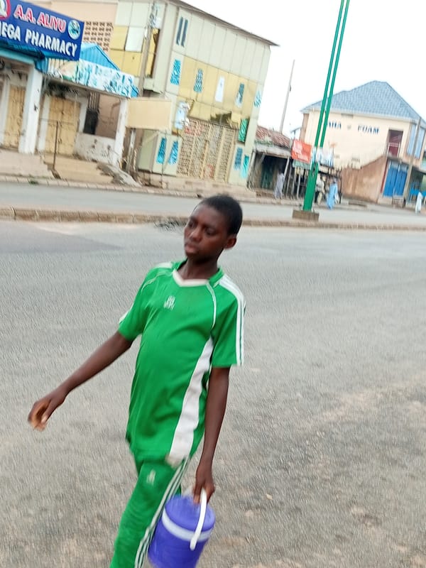 Morning foot traffic on the streets of Gombe, Nigeria