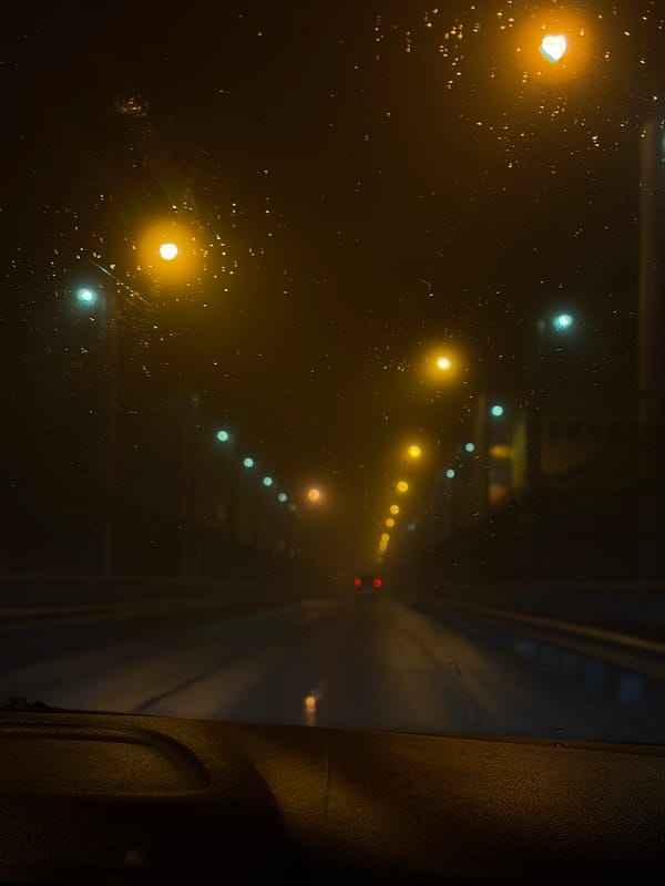 Nighttime drive through Chaikovsky tunnel captured from Ford Focus