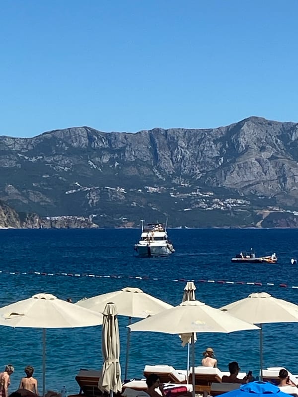 Sunny afternoon at a Montenegro beach club on the Adriatic