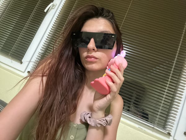 Woman takes series of selfies in Tryavna, Bulgaria