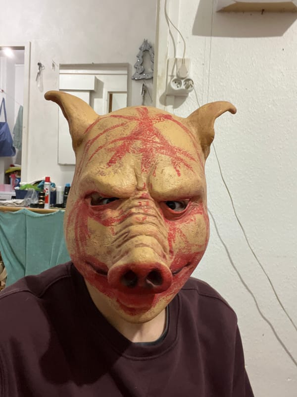 Person in pig mask spotted indoors in Strasbourg